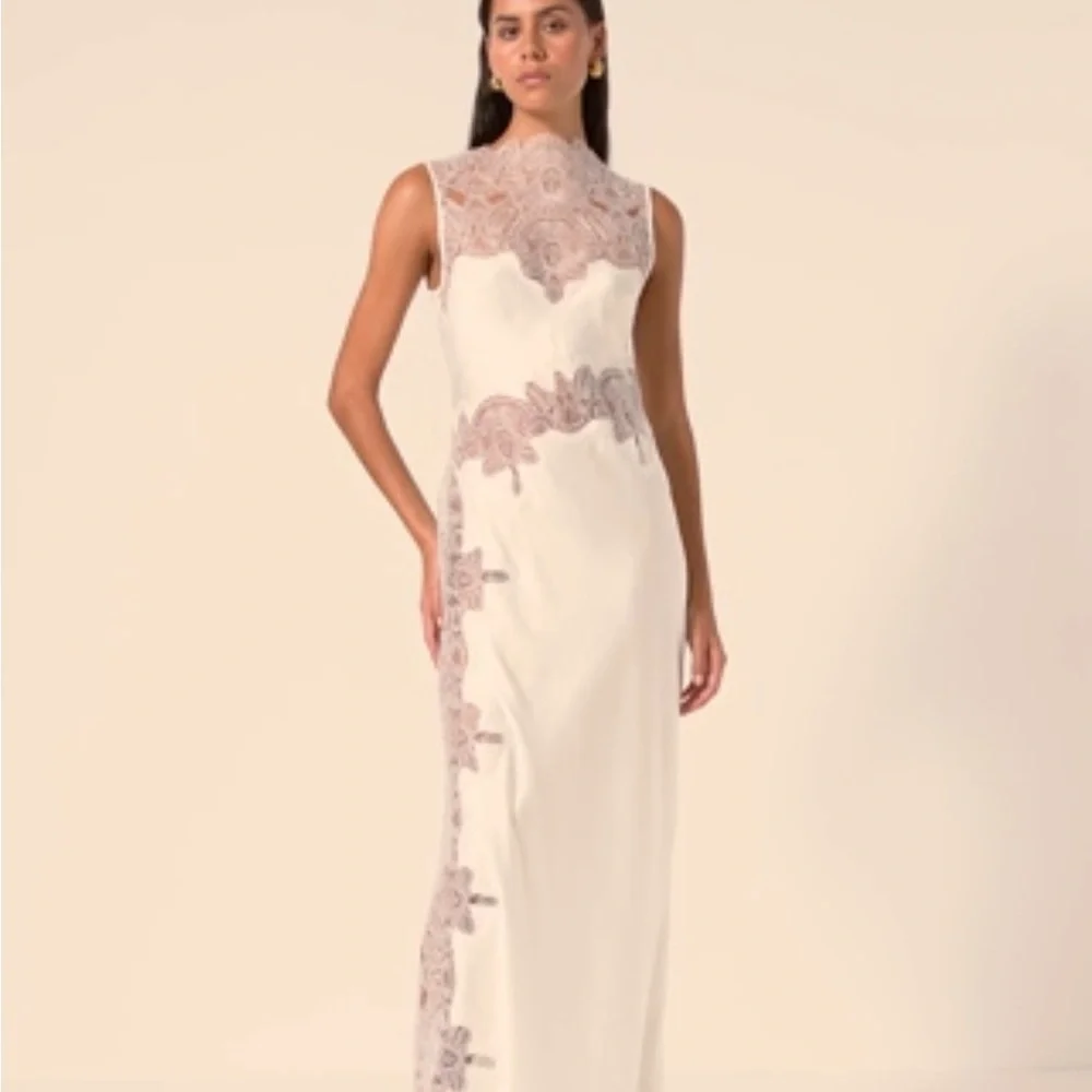 Shona Joy White and Brown Lace Maxi Dress - Picture 5 of 11